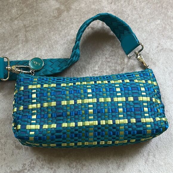 *The Sak* Turquoise and Lime Green Woven Small Handbag in EUC - Picture 9 of 13